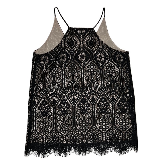 Ann Taylor LOFT lace spaghetti strap racerback camisole Size S Black - Picture 3 of 6